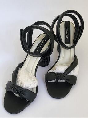 Franco Sarto Black Knot Detail Ankle-Strap Heels